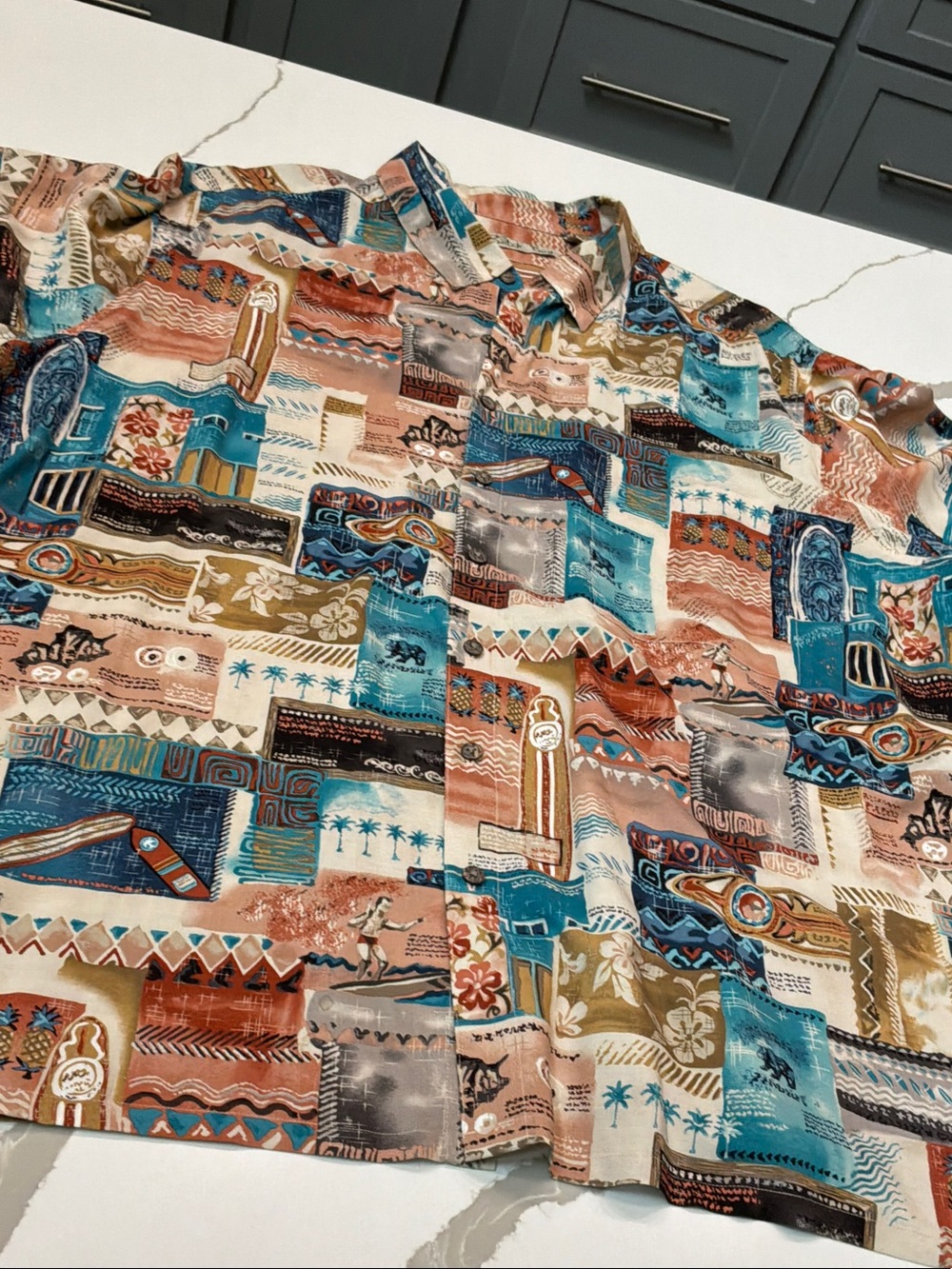 Men's Batik Bay 3XB Multicolor Patterned Short-Sleeve Shirt Button Down